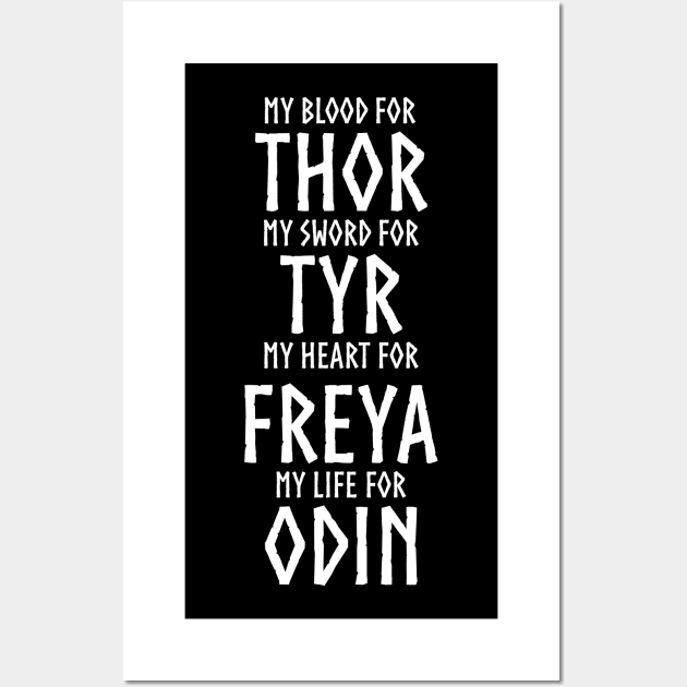 Viking Gods Thor, Tyr, Freya, Odin - Norse Mythology Wall Art by Styr Designs